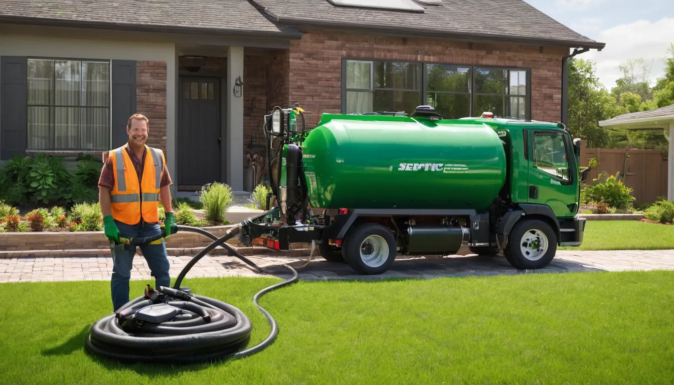 Independent septic provider pumping a residential tank behind a ranch home in Helena